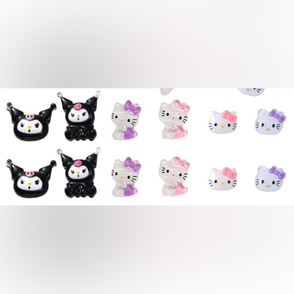 Set of 4 Kuromi and Hello Kitty earring (studs)